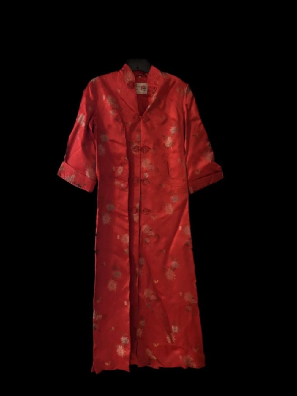 Vintage Peony Brand Shanghai Red Floral Robe Size 36